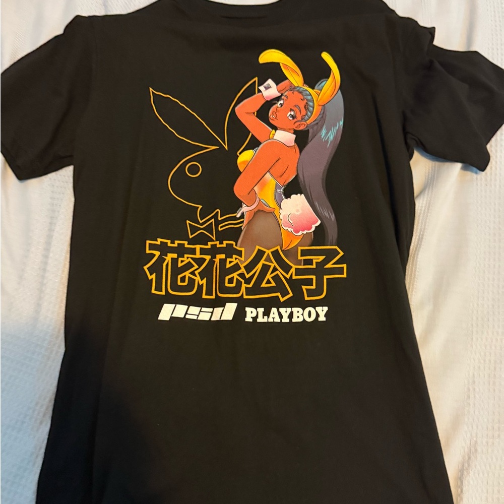 PLAYBOY Black Tee with Vibrant Anime Graphic